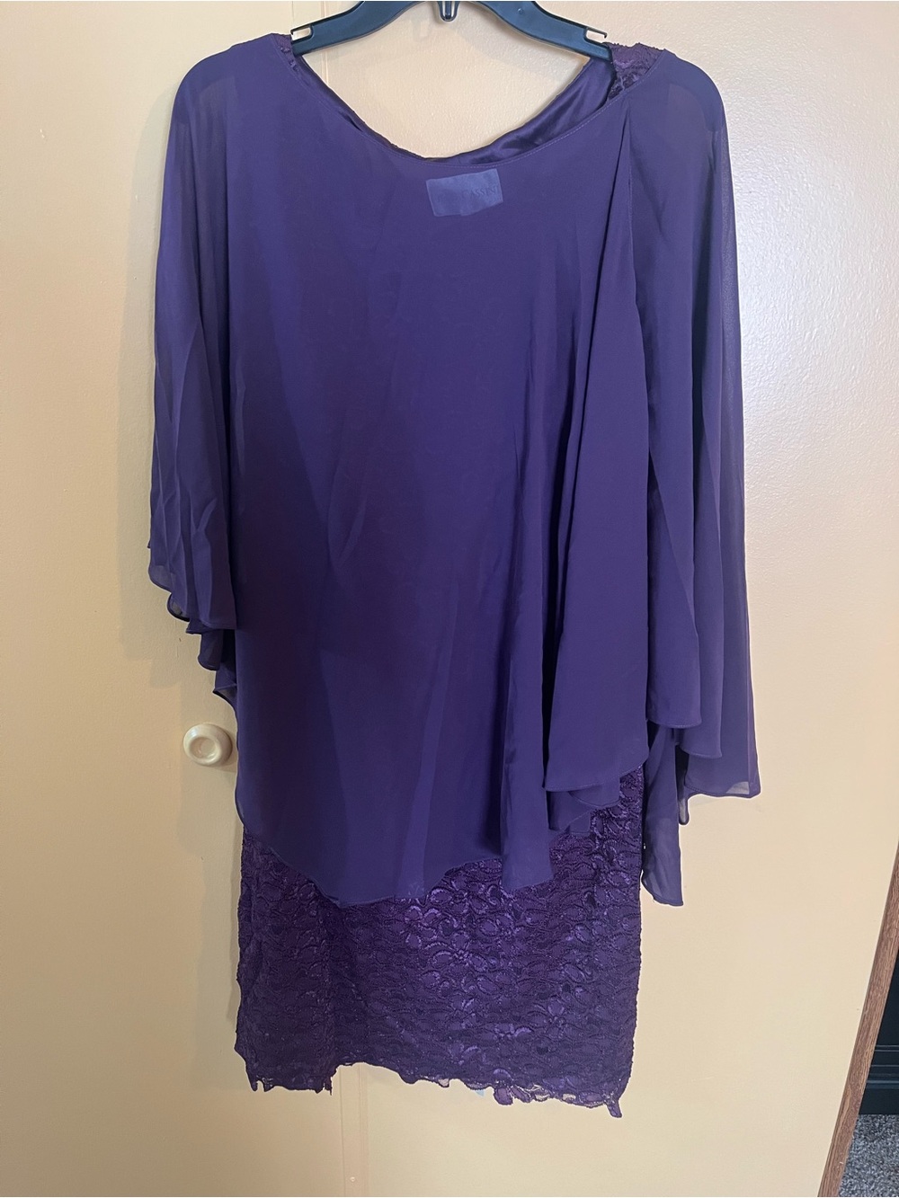 Oleg Cassini Purple Lace Pencil Skirt with Chiffon Overlay